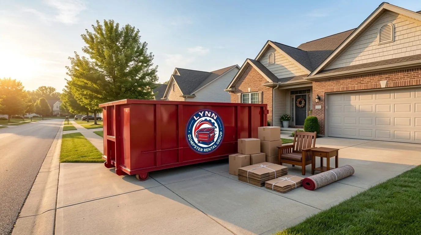 Dumpster rental in Danvers, MA Roll-off dumpster rental delivered to a Danvers, MA property by Lynn Dumpster Rental Group